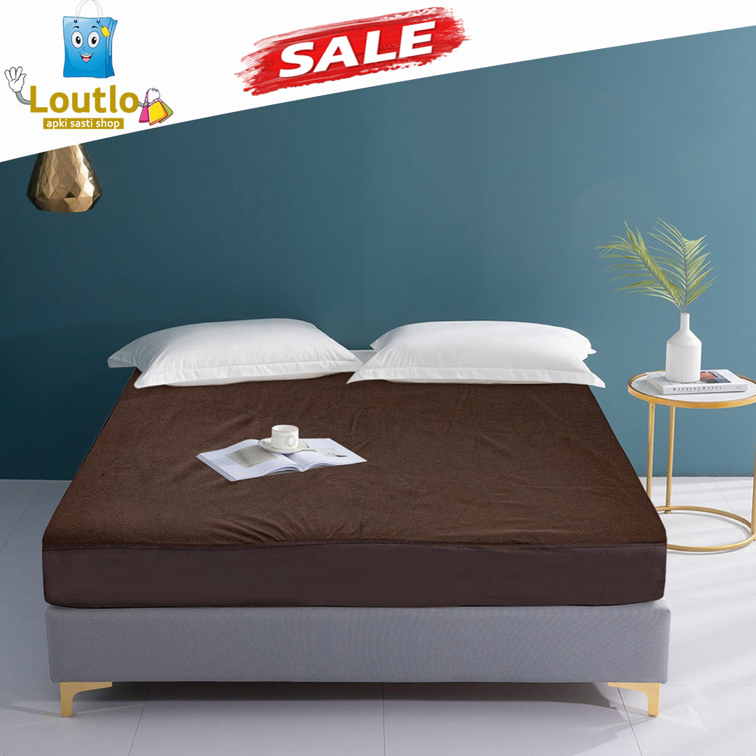 Terry Waterproof Mattress Cover - Brown