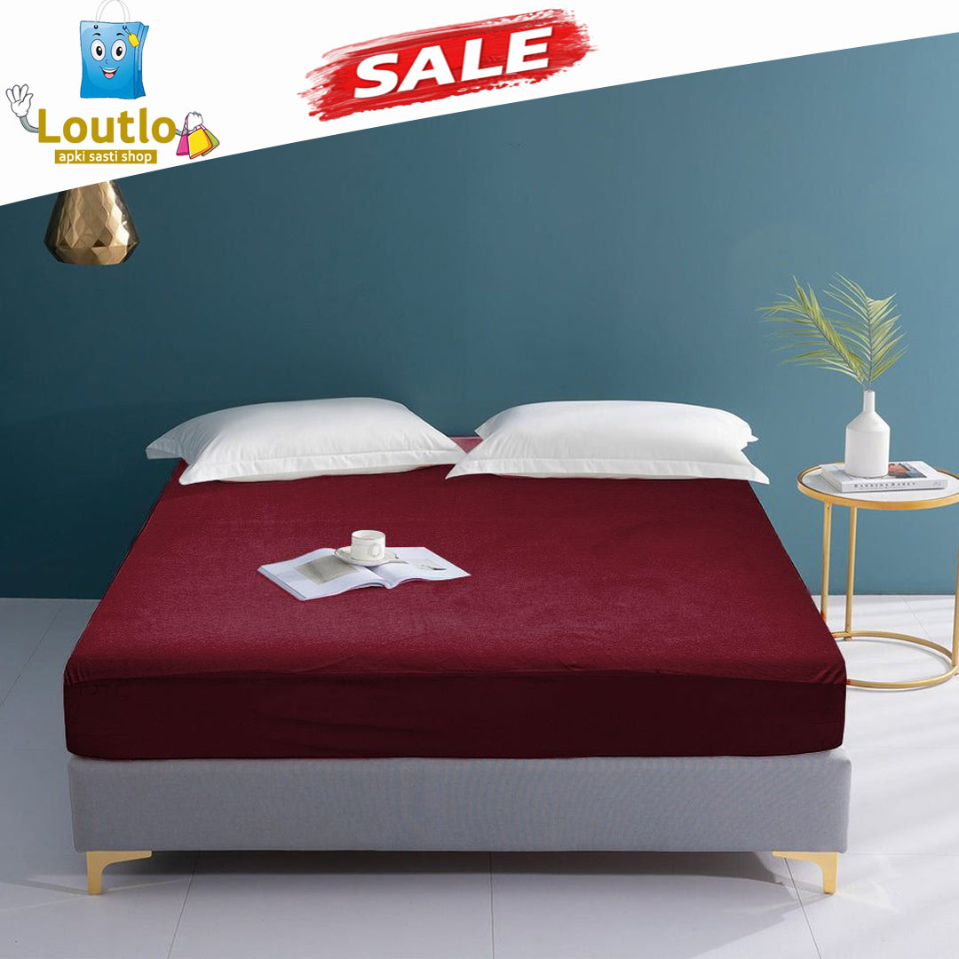 Terry Waterproof Mattress Cover - Maroon