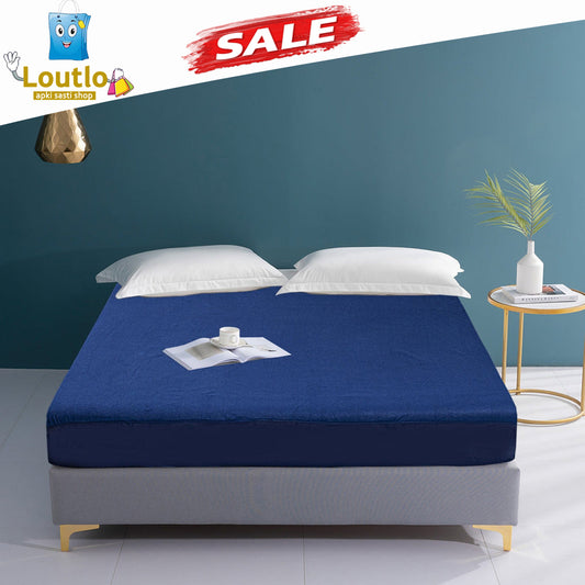 Terry Waterproof Mattress Cover - Navy Blue